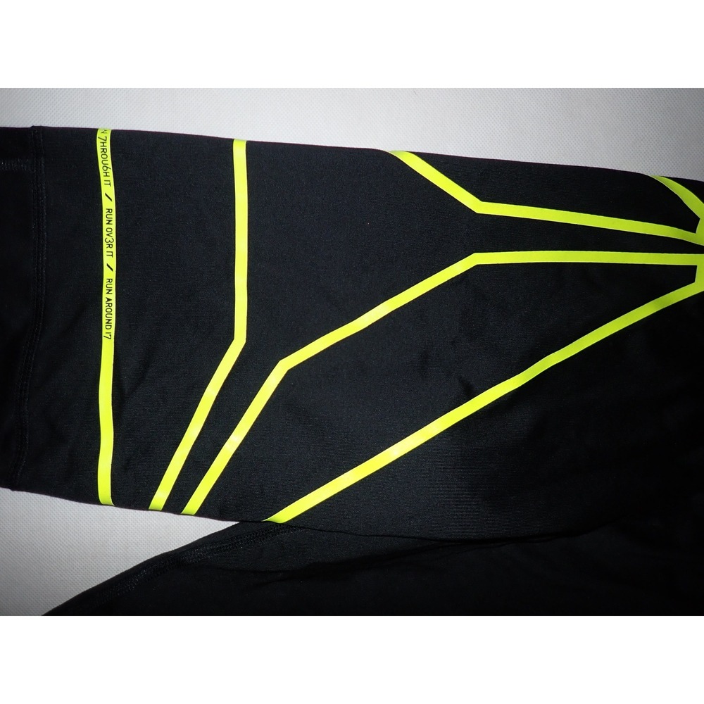 Reebok‎ Capri Tights speedwick Black Neon running Run Over it Women S  Athletic - Picture 3 of 6